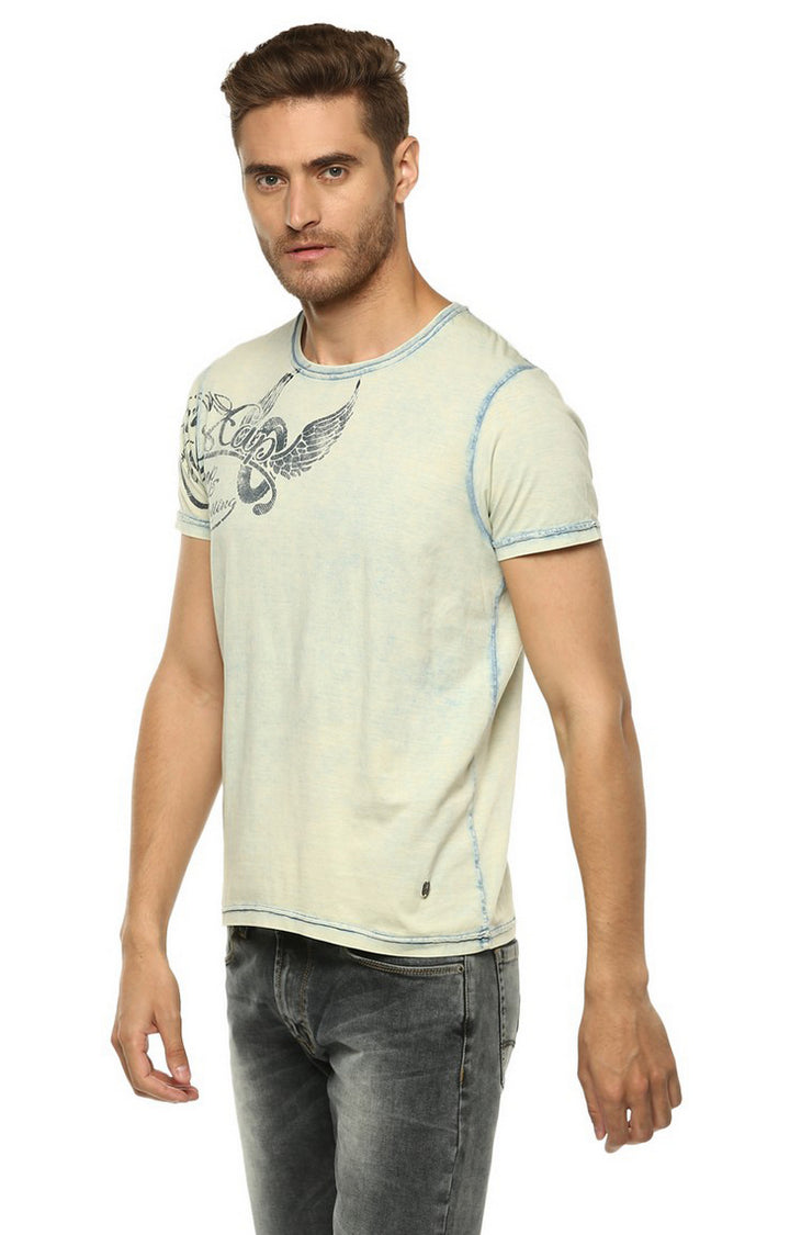 Spykar Men Blue Printed Slim Fit T-Shirt