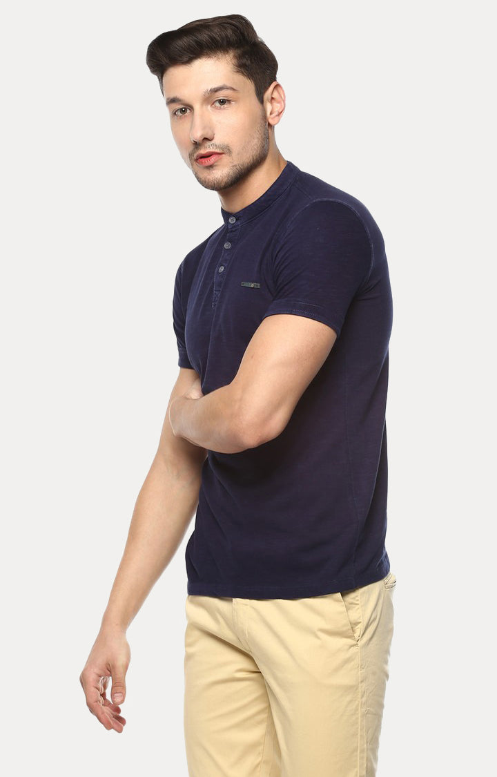 Spykar Men Blue Cotton Slim Fit M and arin T-Shirt