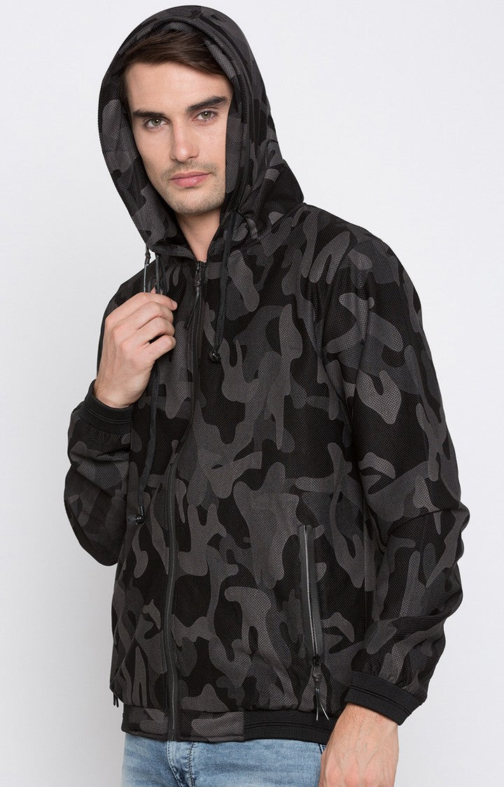 Spykar Men Black Camouflage Regular Jacket