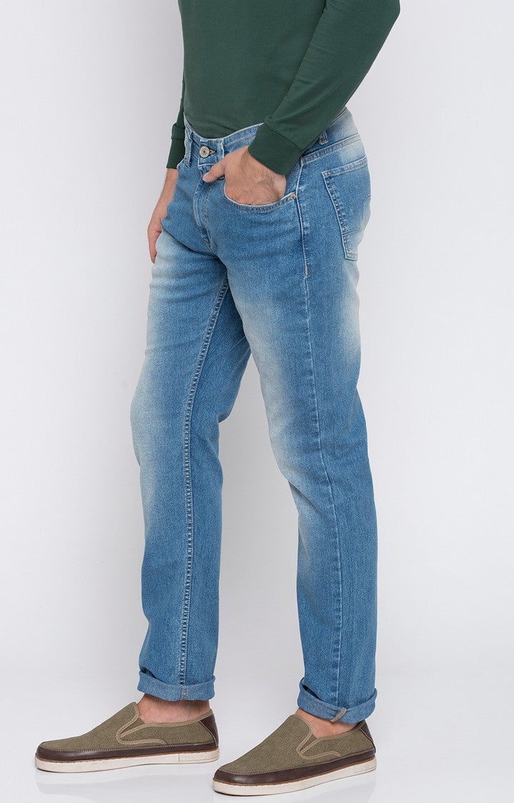 Spykar Men Blue Solid Slim Thigh Narrow Leg Fit Jeans