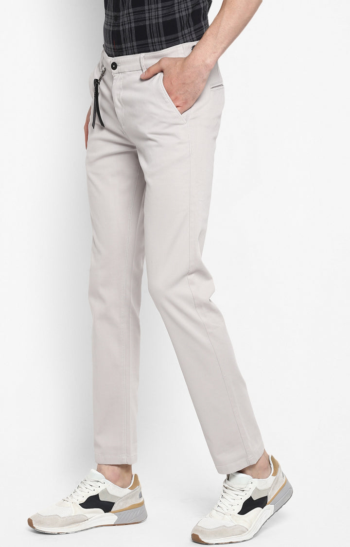 Spykar Silver Grey Cotton Men Trousers