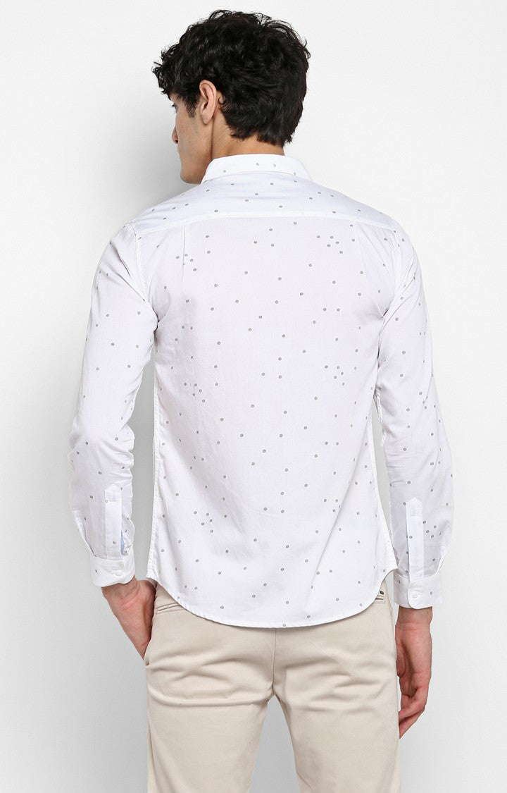 Spykar Men White Printed Slim Fit Casual Shirt