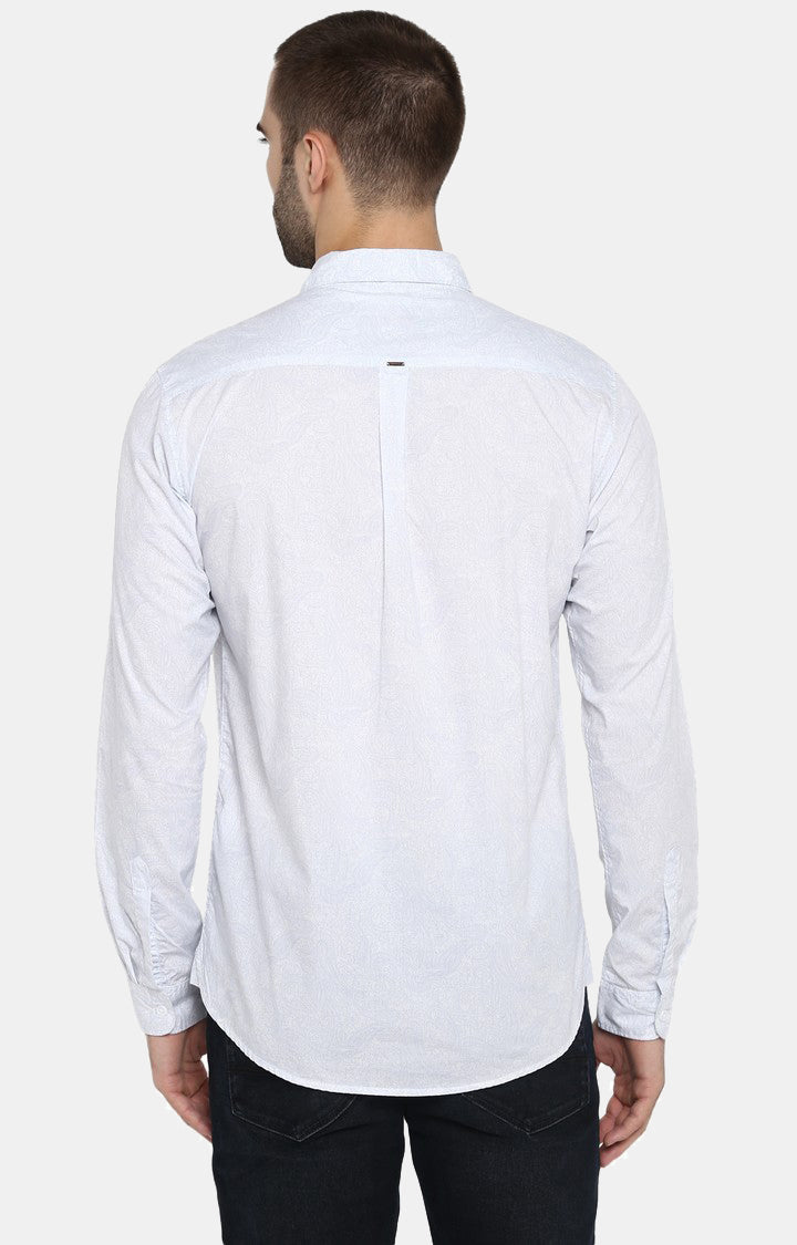 Spykar Men White Printed Slim Fit Casual Shirt