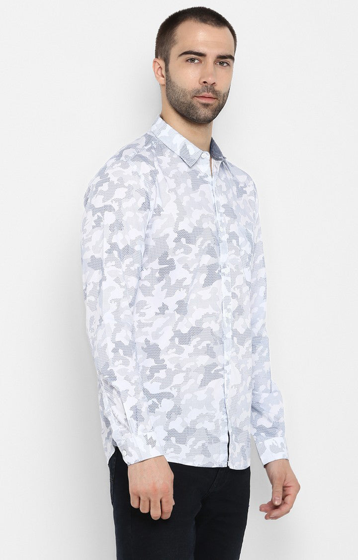 Spykar White Cotton Slim Fit Shirts For Men