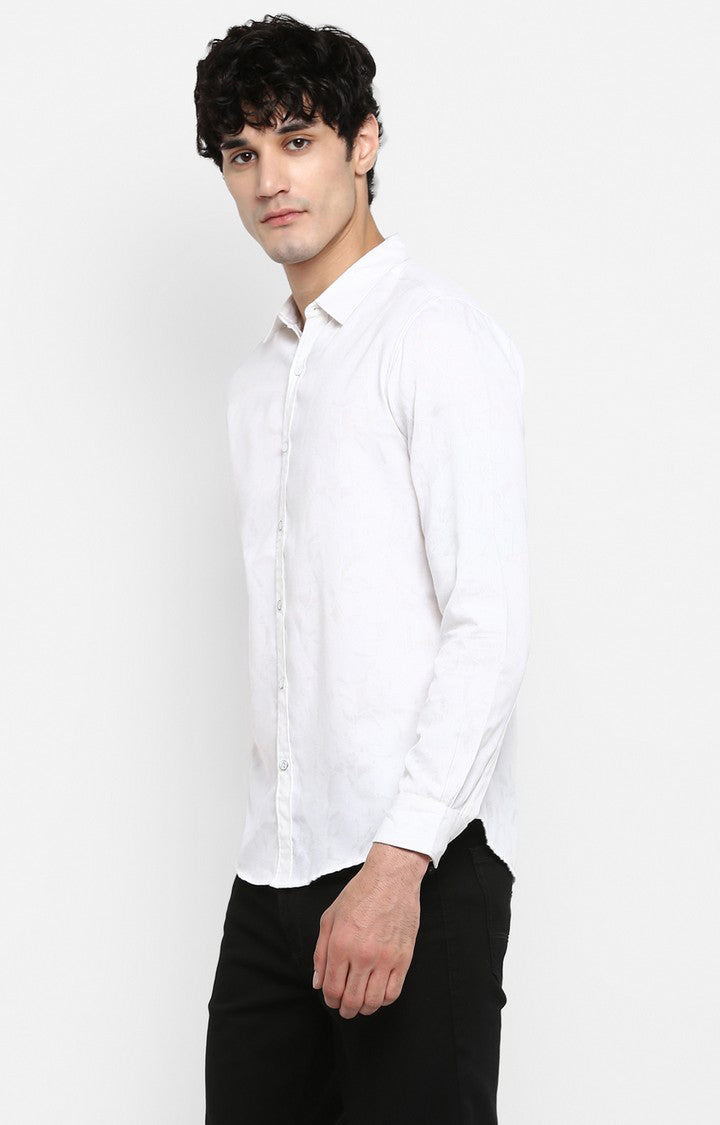 Spykar Men White Solid Slim Fit Casual Shirt