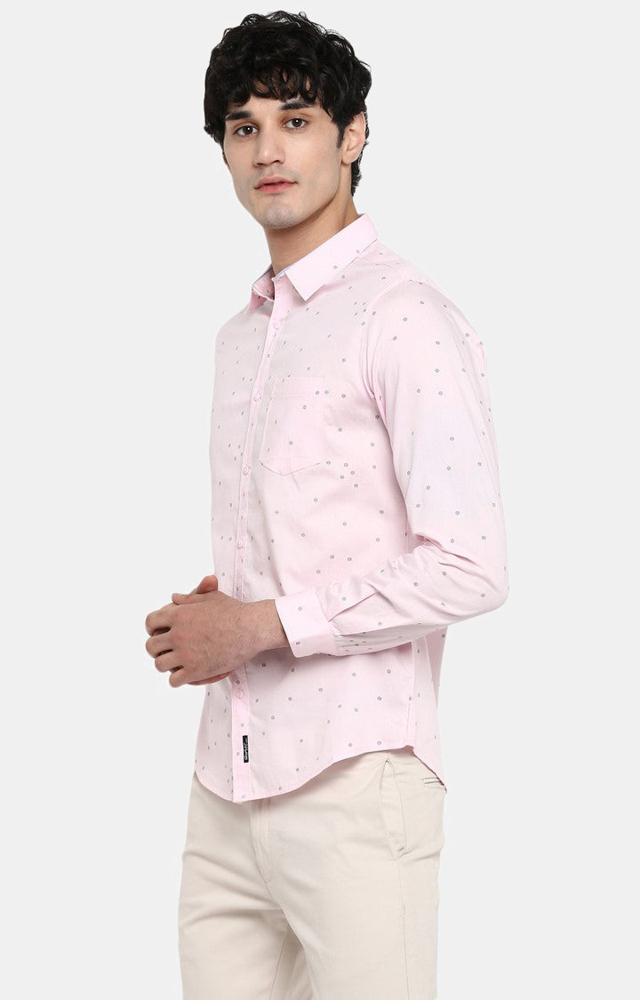 Spykar Pink Cotton Slim Fit Shirts For Men