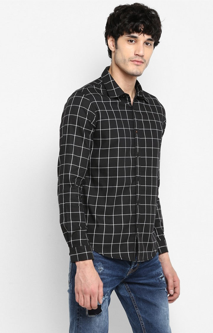 Spykar Men Black Checked Slim Fit Casual Shirt