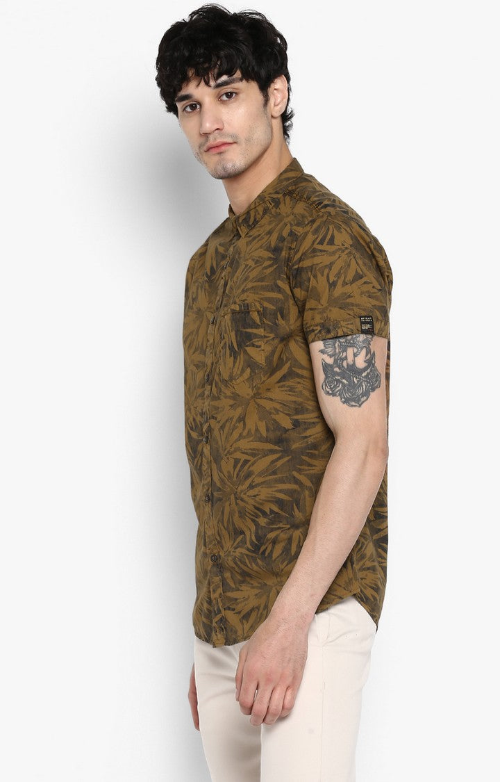 Spykar Men Khaki Printed Casual Shirt