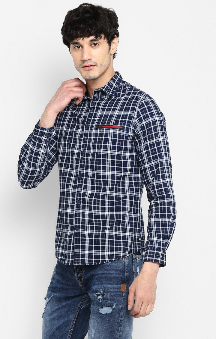 Spykar Slim Fit Men Blue Cotton Casual Shirt