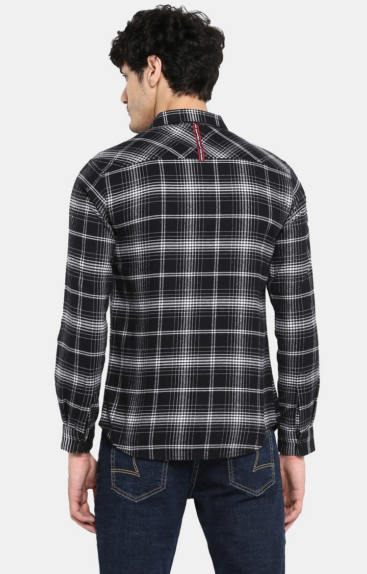 Spykar Men Black Checked Slim Fit Casual Shirt