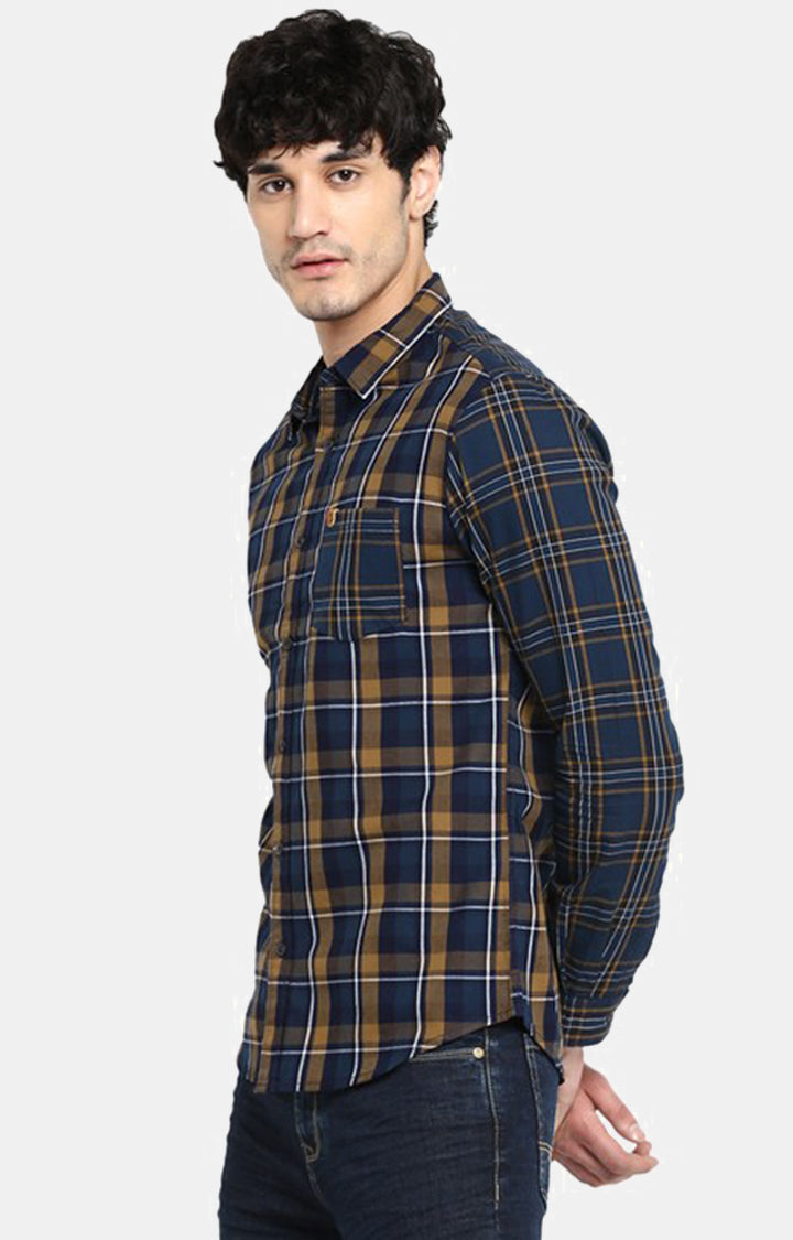 Spykar Men Navy Checked Slim Fit Casual Shirt