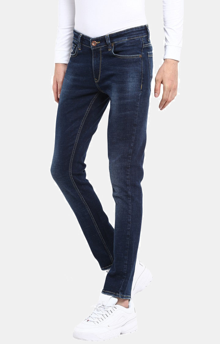 Spykar Men Dark Blue Solid Skinny Fit Jeans