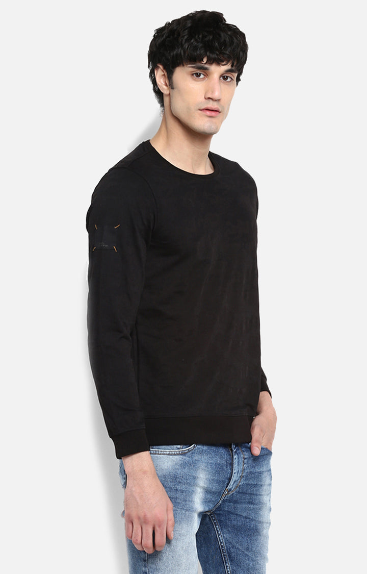 Spykar Black Solid Slim Fit Sweatshirt For Men