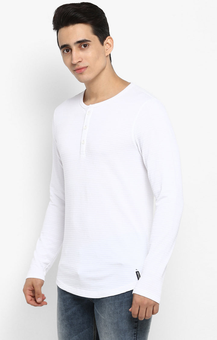 Spykar Men White Cotton Full Sleeve T-Shirt