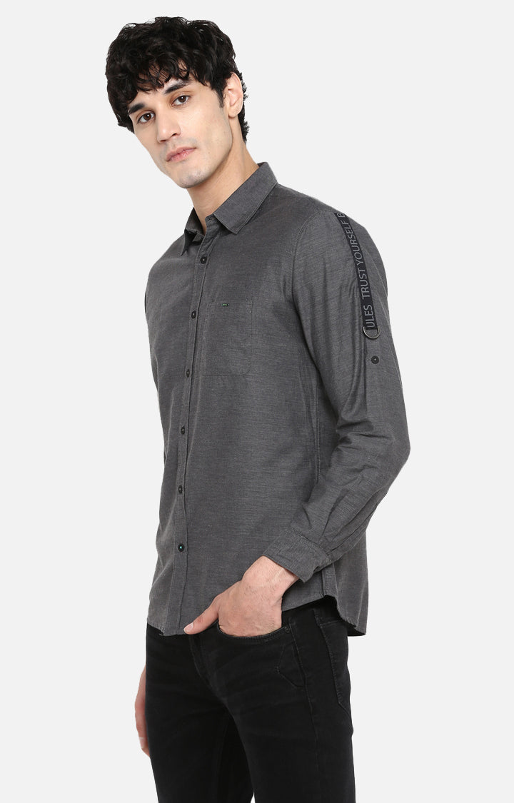 Spykar Slim Fit Men Grey Cotton Casual Shirt