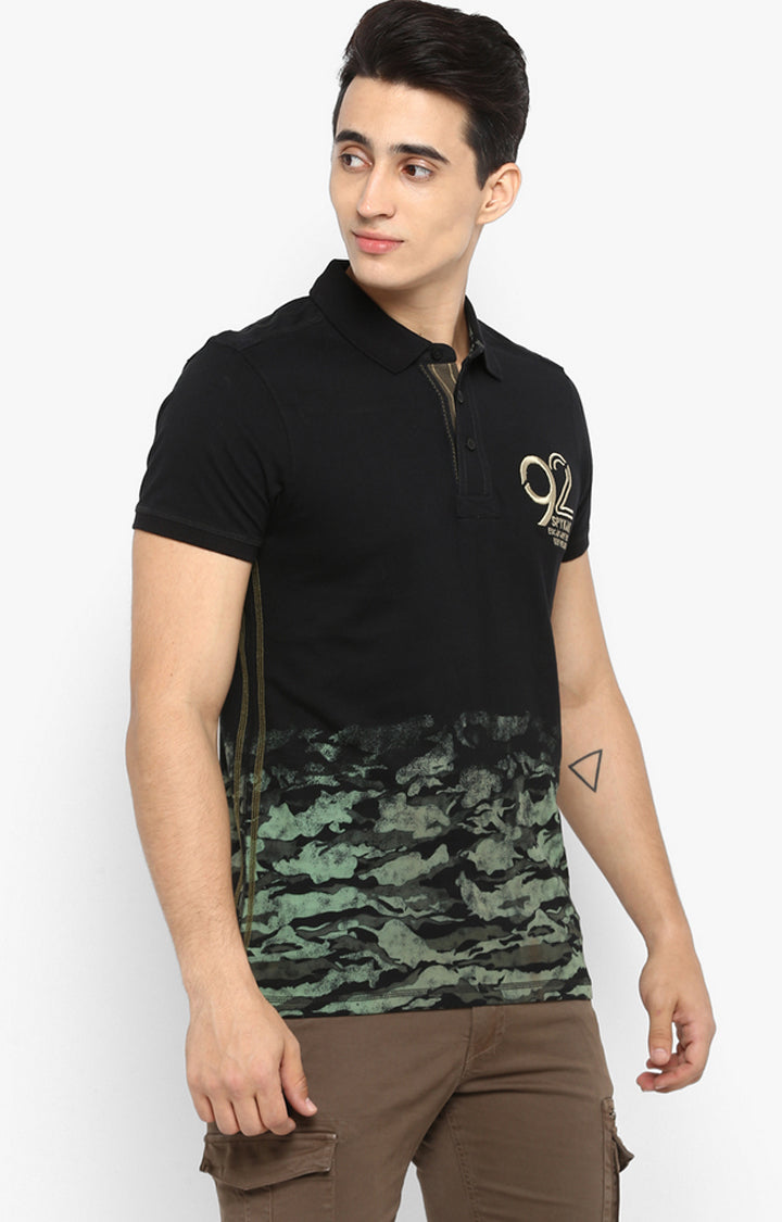 Spykar Men Black Printed Slim Fit T-Shirt