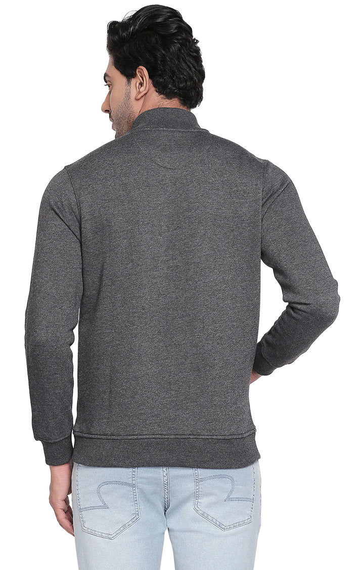 Spykar Grey Melange Slim Fit Sweatshirt For Men