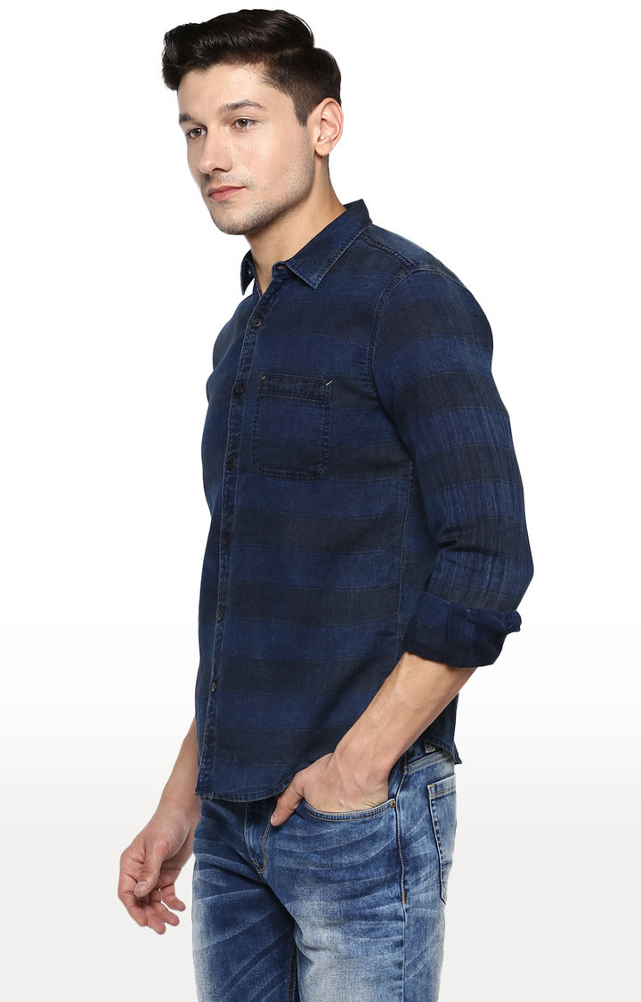 Spykar Men Blue Cotton Casual Shirt