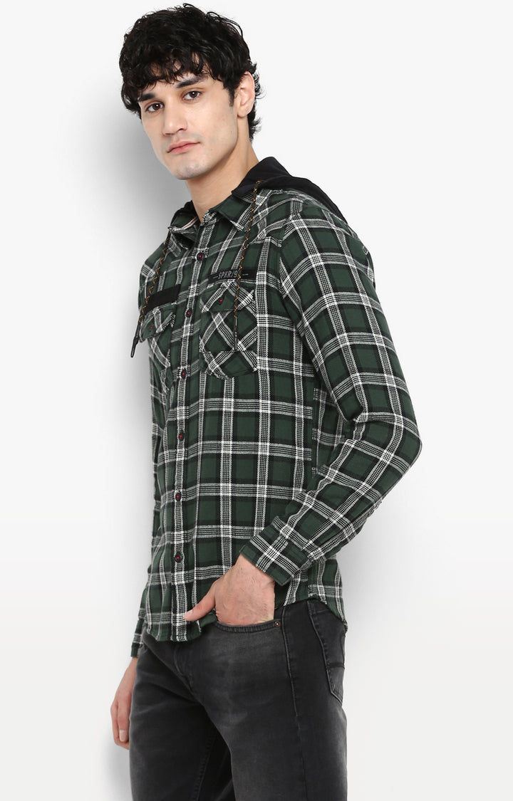 Spykar Men Olive Checked Slim Fit Casual Shirt