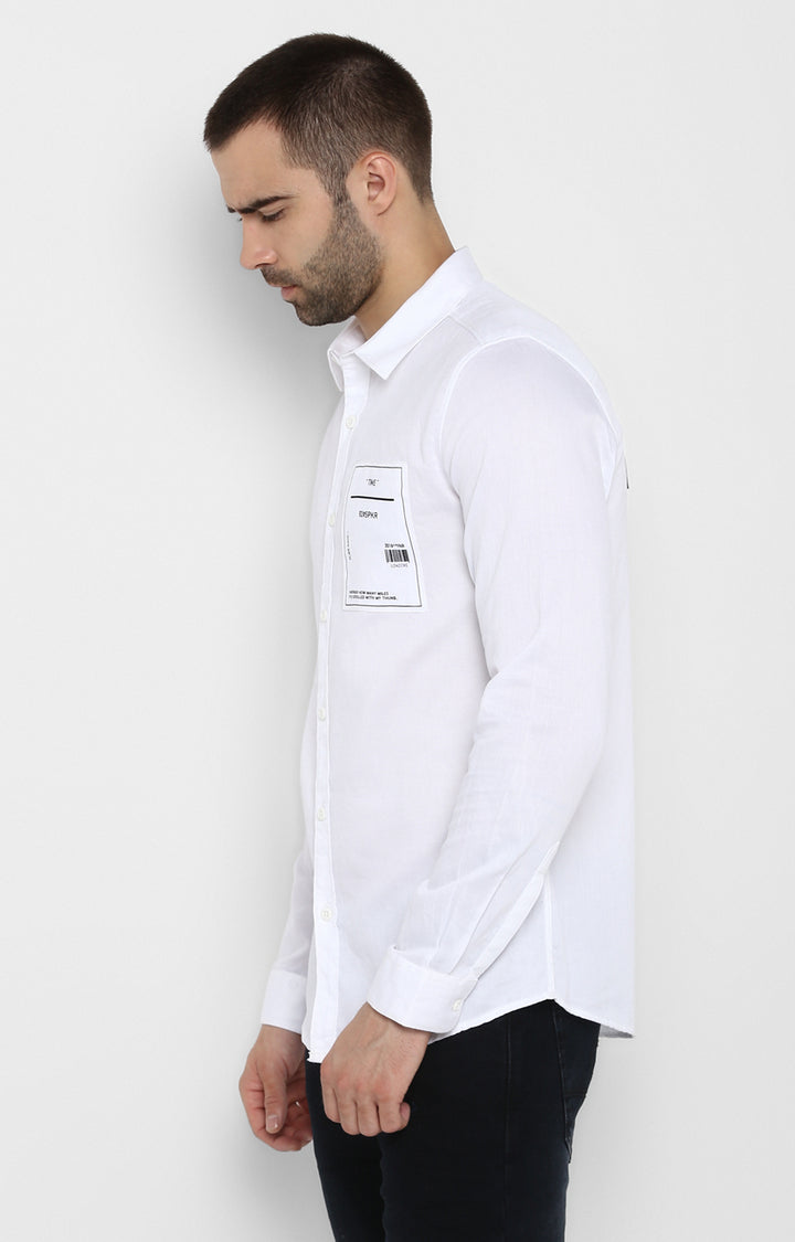 Spykar Men White Solid Slim Fit Casual Shirt