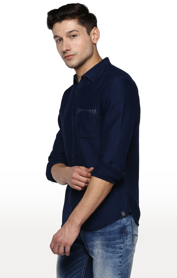 Spykar Men Blue Cotton Casual Shirt