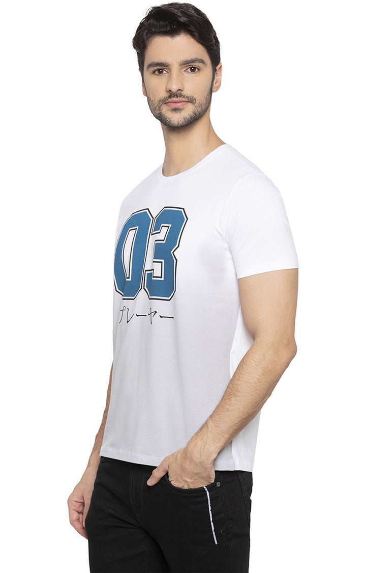 Spykar Men White Cotton Slim Fit Round Neck T-Shirt