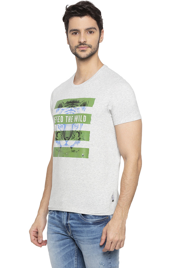 Spykar Men Ash Melange T-Shirt