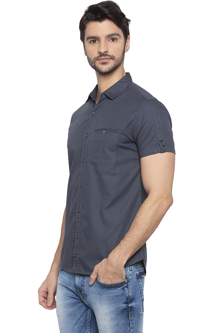 Spykar Men Charcoal Solid Casual Shirt