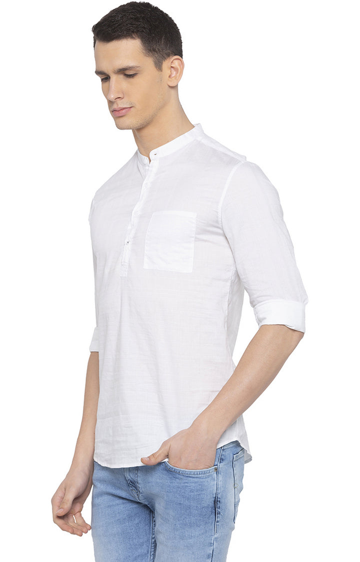 Spykar Men White Solid Casual Shirt