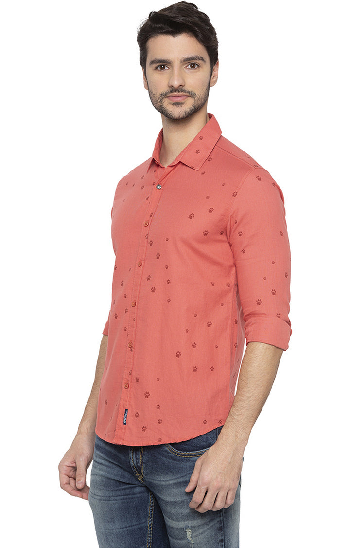 Spykar Men Pink Printed Slim Fit Casual Shirt