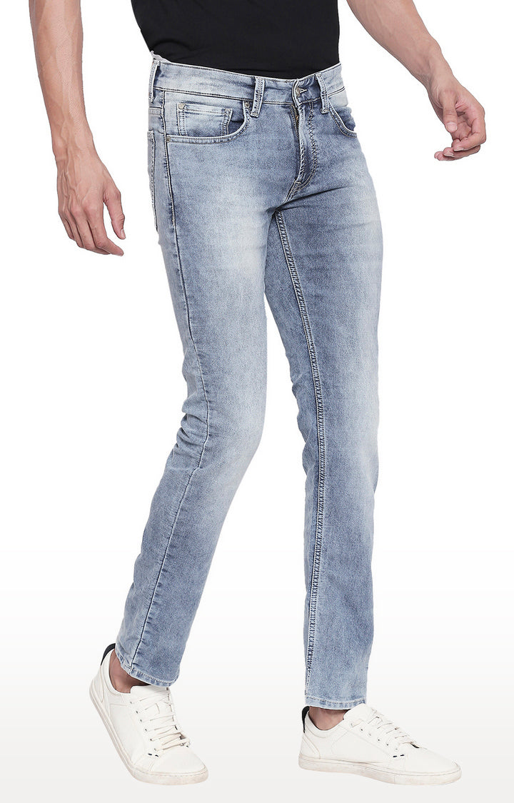 Spykar Men Light Blue Low-Rise Waist Slim Fit Jeans