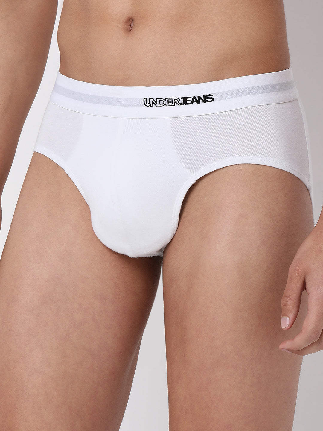 Men Premium Micromodal White Brief - UnderJeans by Spykar