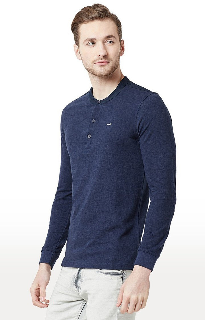 Spykar Navy Solid Slim Fit Men T-Shirts