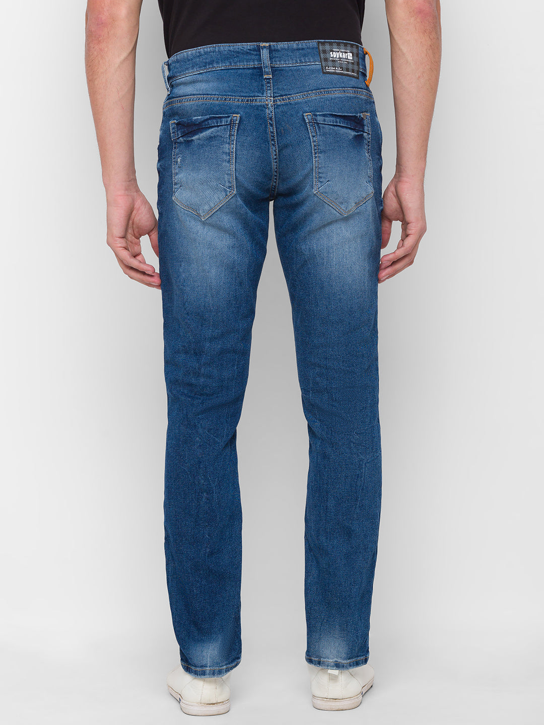 Spykar Men Blue Cotton Slim Fit Narrow Length Jeans (Ynr)