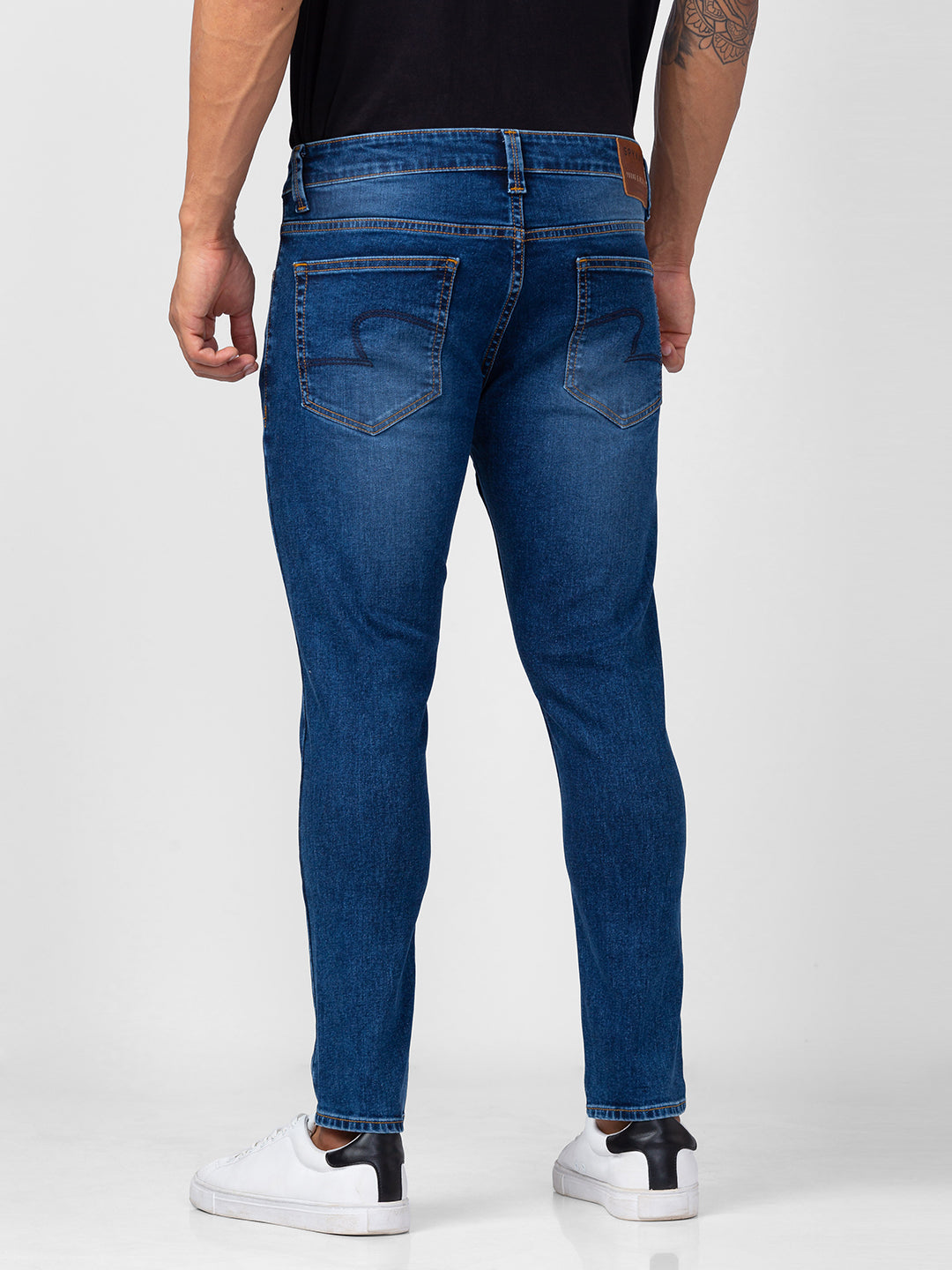 Spykar Men Mid Blue Cotton Slim Fit Tapered Length Jeans (Kano)