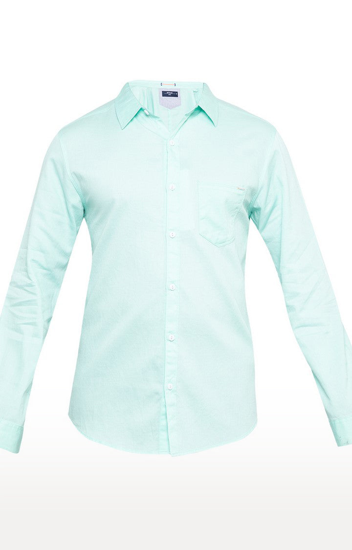 Spykar Men'S Green Cotton Solid Casual Shirts