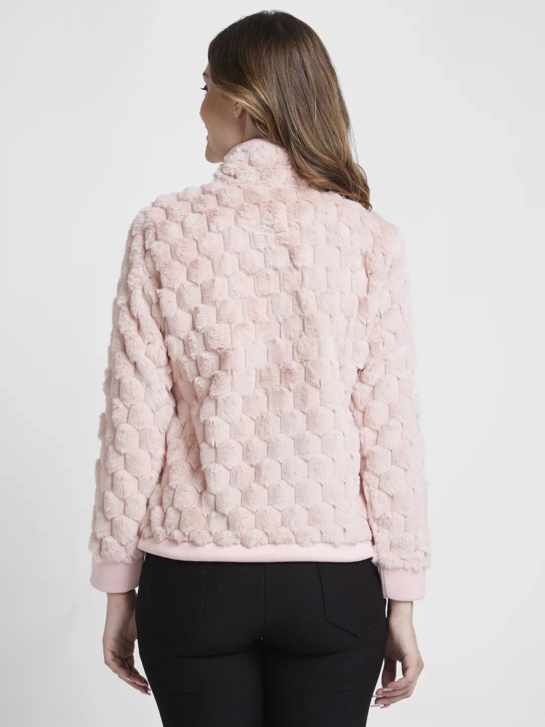 Spykar Women Pink Regular Fit High Neck Plain Jacket
