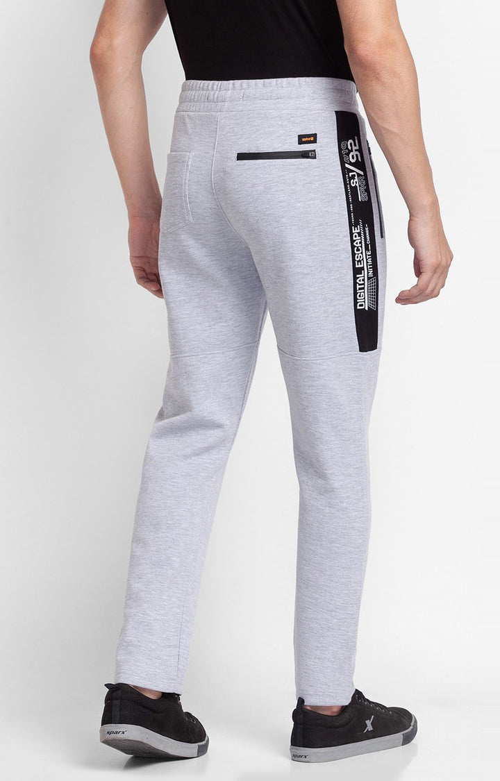 Spykar Grey Melange Cotton Slim Fit Trackpant For Men