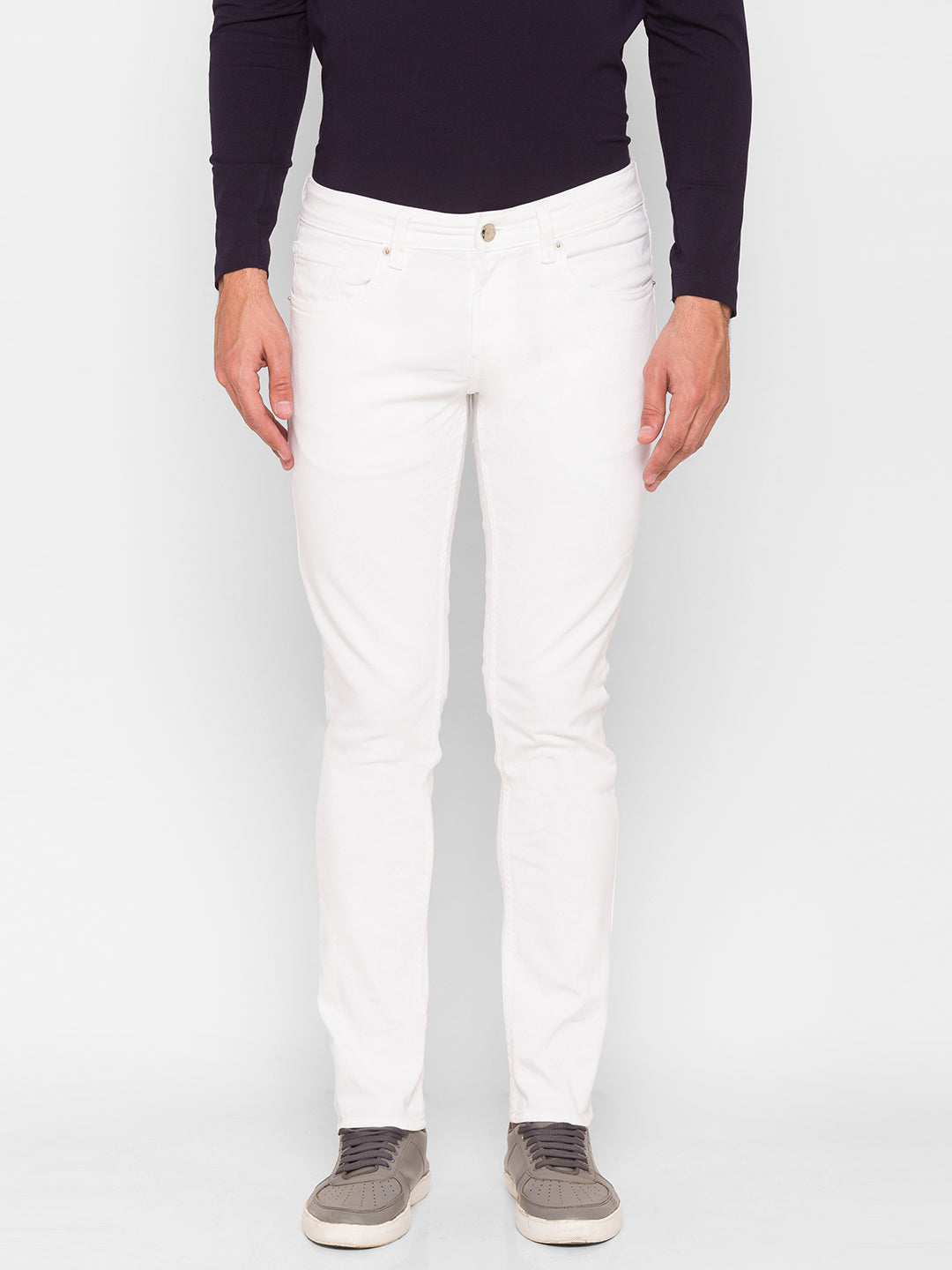 Spykar White Cotton Men Jeans (Skinny)