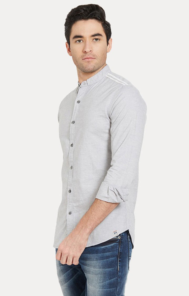 Spykar Men'S Grey Cotton Solid Casual Shirts