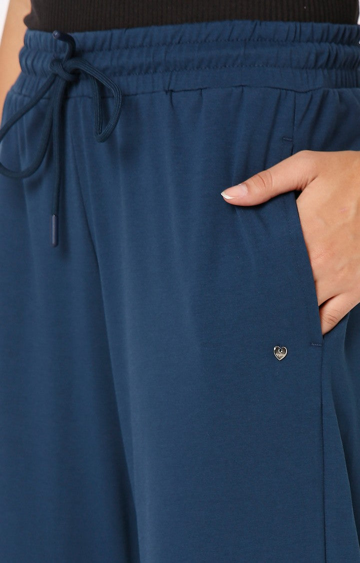 Spykar Navy Blue Blended Slim Fit Cutlottes For Women