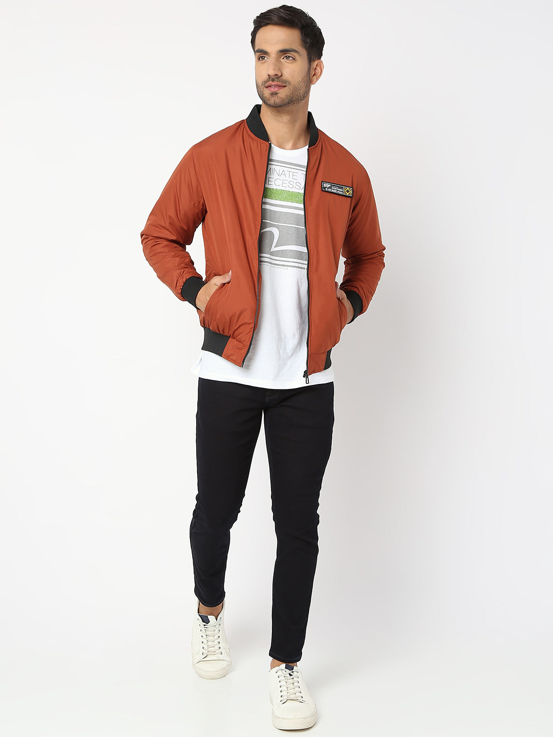 Spykar Men Rust Nylon Regular Fit Jacket