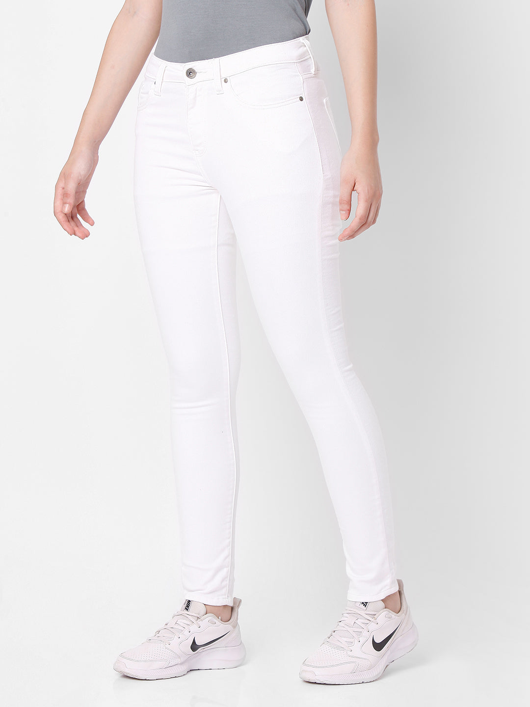 Spykar Women White Cotton Skinny Fit Regular Length Jeans (Adora)