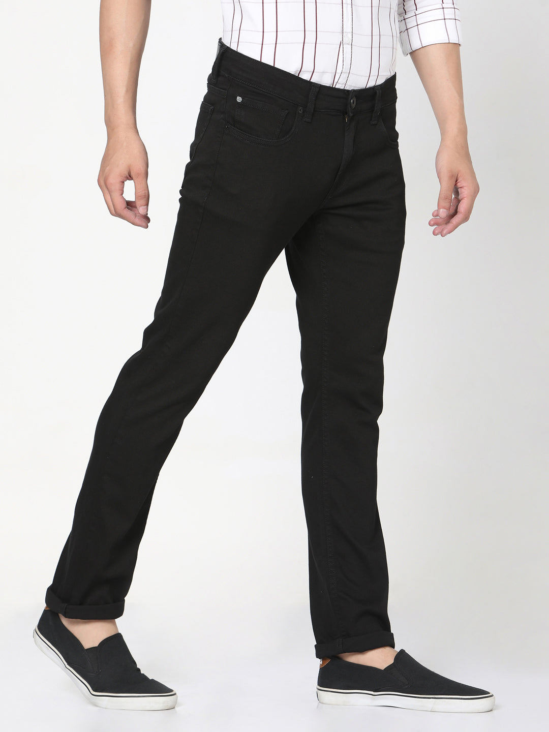 Spykar Men Black Cotton Skinny Jeans