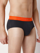 Men Premium Darkgrey Cotton Blend Brief- Underjeans By Spykar