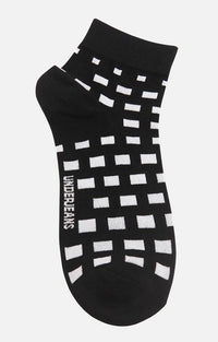 Men Premium Black White Ankle Length (Non Terry) Single Pair Of Socks- Underjeans By Spykar
