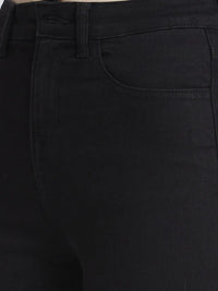Spykar Women Raw Black Lycra Skinny Fit Regular Length Clean Look Jeans -(Adora)