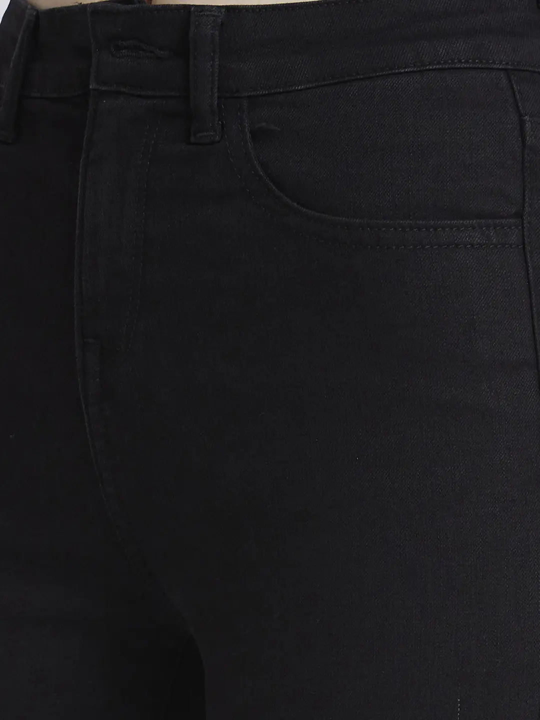 Spykar Women Raw Black Lycra Skinny Fit Regular Length Clean Look Jeans -(Adora)