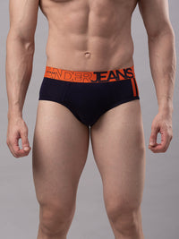 Men Premium Cotton Blend Navy-Orange Brief - (Pack Of 2)- Underjeans By Spykar