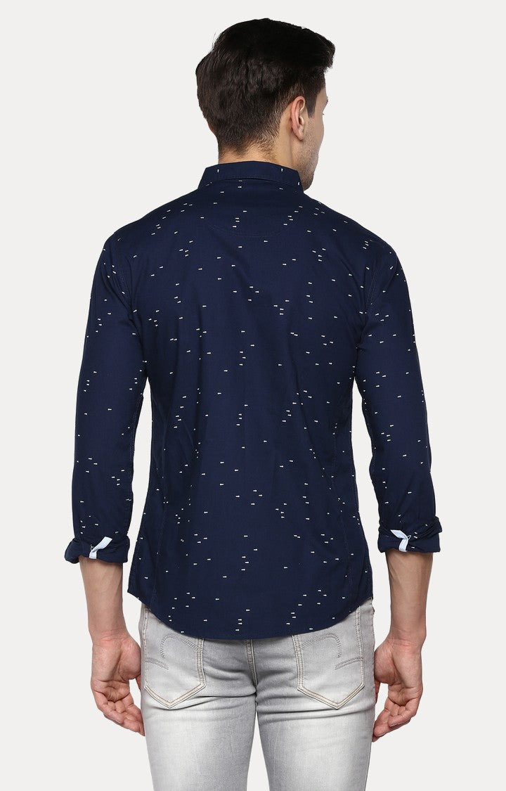 Spykar Men'S Blue Cotton Printed Casual Shirts